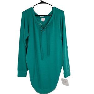 Womens Isabel Maternity Sz Large Target Tunic Top 0642 Sweatshirt Lace Up green